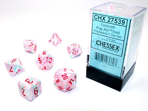 Festive® Polyhedral Pop Art™/red 7-Die set - Importado