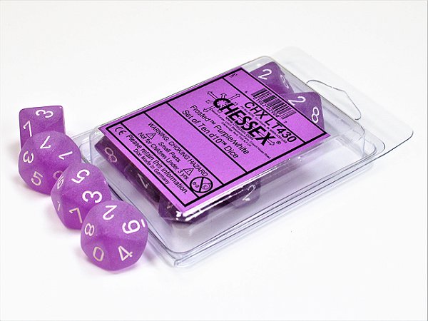 Frosted™ Purple/white Set of Ten d10s  - Importado