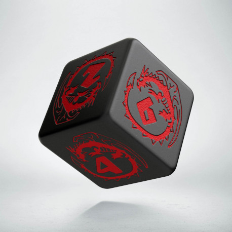 D6 Dragons Black & red Die - Importado