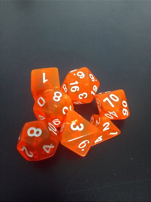 Kit de Dados - Laranja e Branco -  Acrílico - Importado