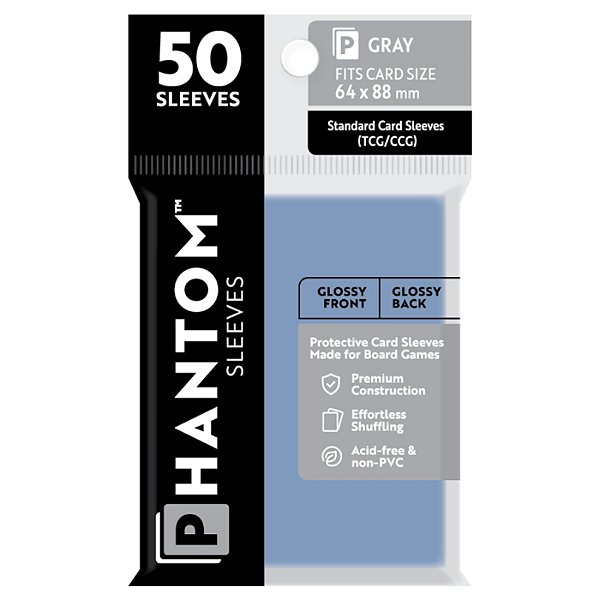 Deck Protector: Phantom Sleeves: Gloss/Gloss Gray Size (64mmX88mm) (50) - Importado