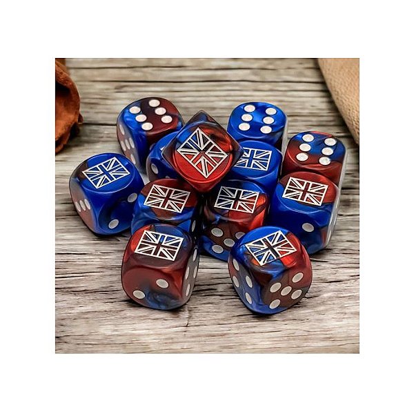D6 Cube 16mm Opaque WW2 United Kingdom Gemini Blue Red/white (12) - Importado