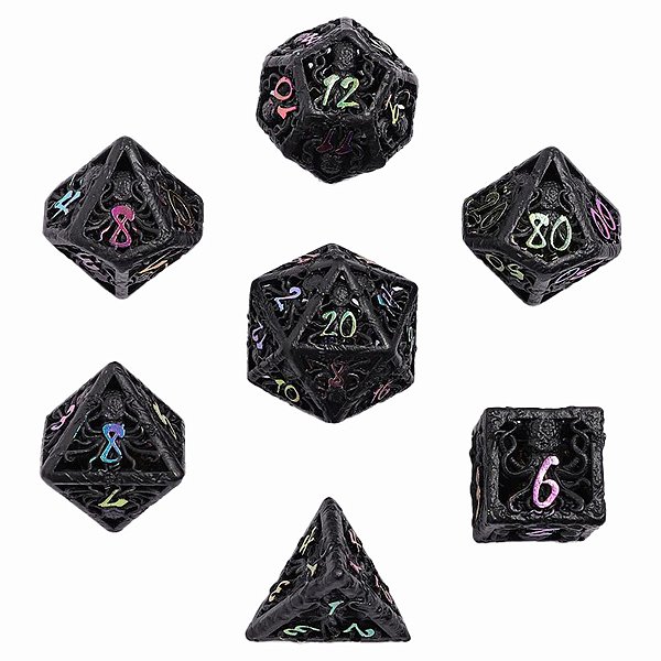Lllithids Mind Cage Dice: Black with Chromatic