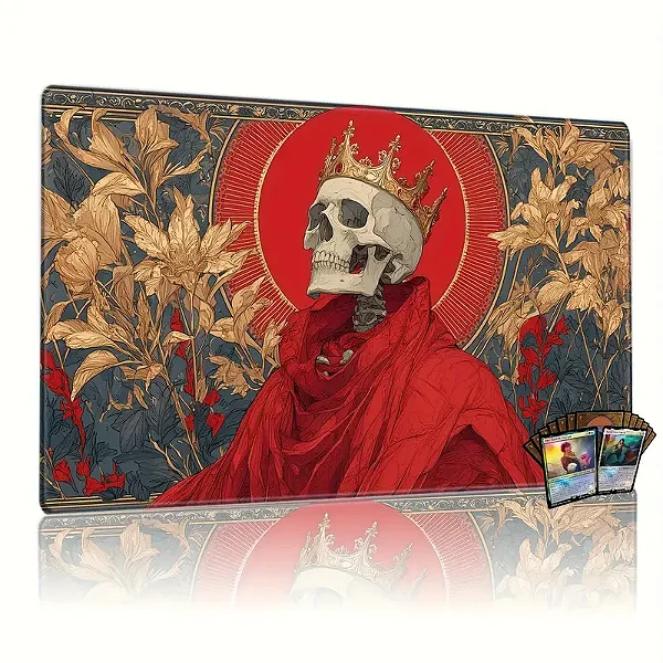 Playmat MTG - Skull King - Red & Gold - Importado