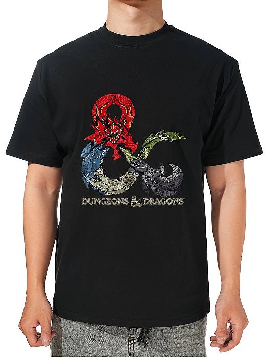 Camiseta Dungeons & Dragons com Logo de Dragão
