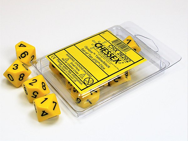 Opaque Yellow/black Set of Ten d10s - Importado