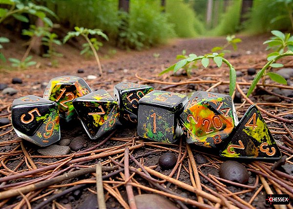 Brush Polyhedral Deep Forest/gold 7-Die Set