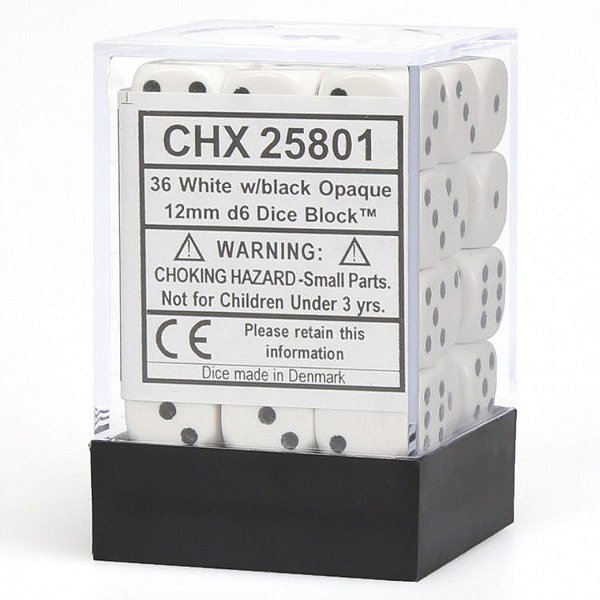 Kit de Dados - Opaco - Branco e Preto 36D6 - Importado