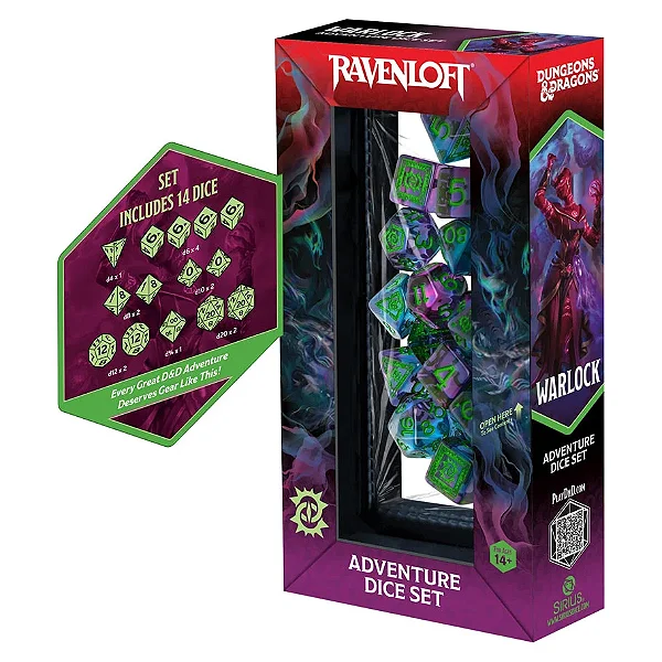 7-Set Adventure Dice: Warlock: Purple/Green