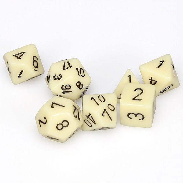 Kit de Dados - Opaco Ivory with Black - Importado