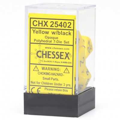 Kit de Dados - 7-set - Cube - Opaco Amarelo e Preto - Importado