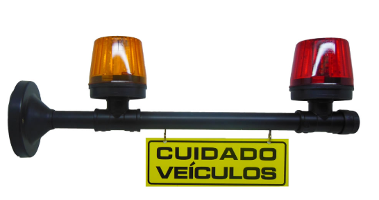 Sinalizador de Garagem LED Bivolt Duplo com Efeito Estrobo 48 LEDs com Aviso Sonoro