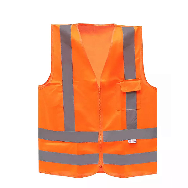 Colete Refletivo Steelflex Laranja Fluorescente com Zíper e Bolso