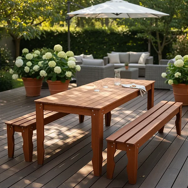 JOGO DE MESA 200X90X75 COR IMBUIA