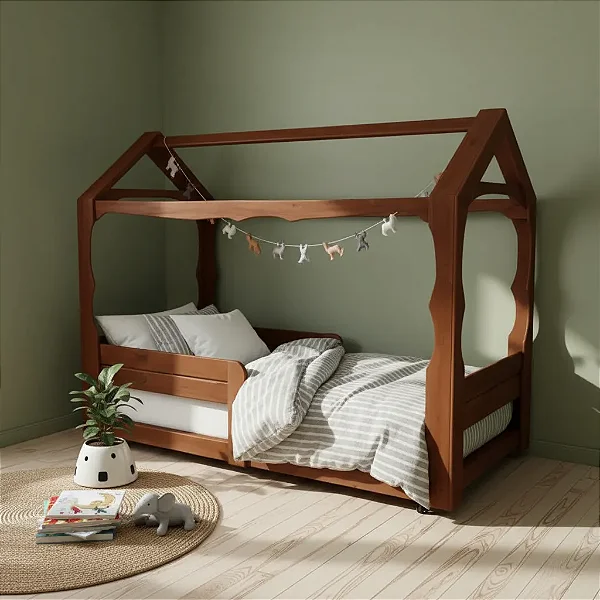 CAMA CASINHA ENTRADA PELAS LATERAIS MONTESSORIANA PADRÃO SOLTEIRO PENAFORT 88X188X12 SEM DESENHO