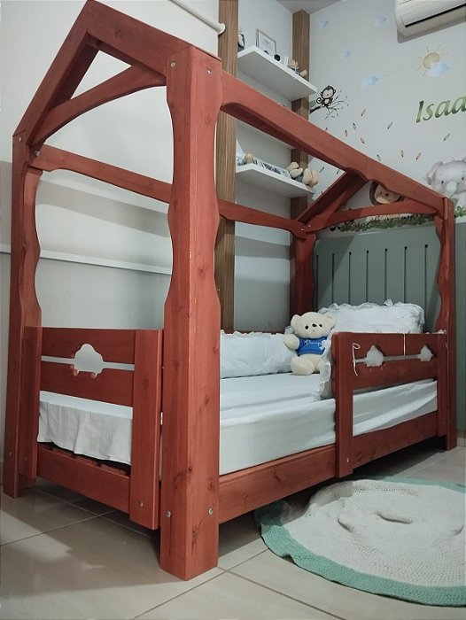 CAMA CASINHA ENTRADA PELAS LATERAIS MONTESSORIANA PADRÃO SOLTEIRO PENAFORT 88X188X12 CARRINHO