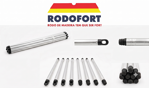 Kit 12 Uni Cabo De Alumínio Rodo E Vassoura Rodofort 1,20mts
