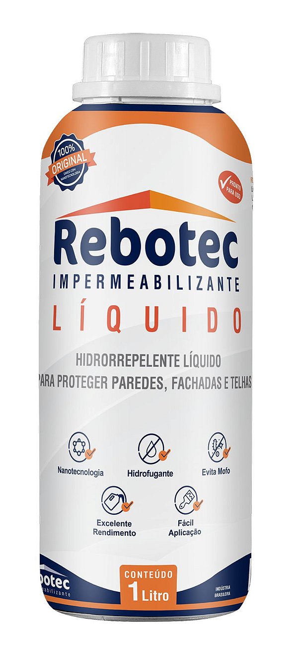 Rebotec líquido 1 litro - Impermeabilizante hidrorepelente para telhas, paredes e fachadas