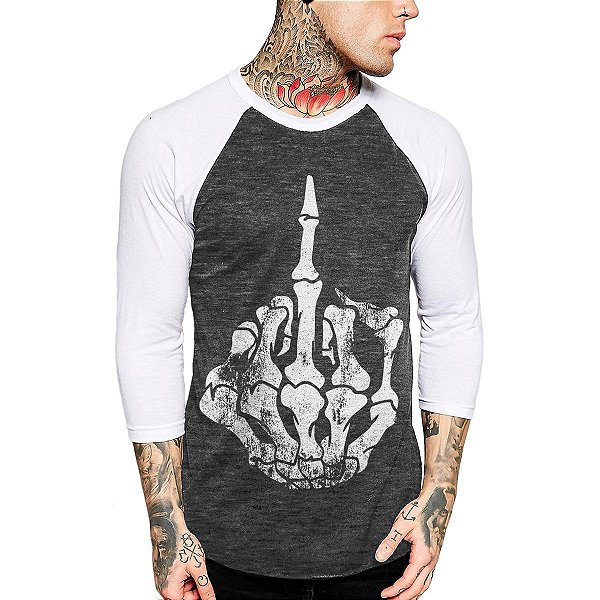 Camiseta Raglan Manga 3/4 Vista Rock Middle Finger