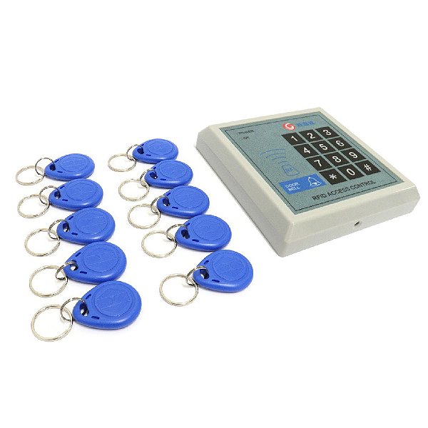 Kit Controle de Acesso RFID 125KHz com 10 Tags Chaveiro