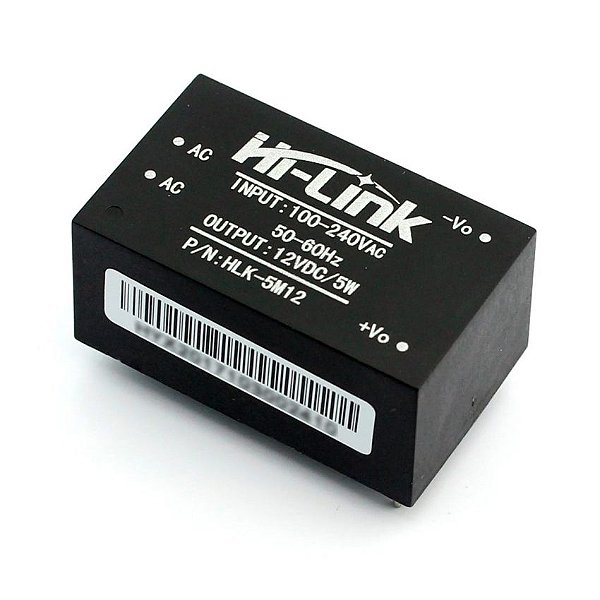 Mini Fonte HLK-5M12 90-264VAC para 12VDC 5W Hi-Link