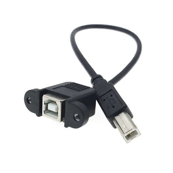 Cabo USB 2.0 Tipo-B Macho/Fêmea para Painel - 30cm