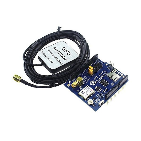 Shield GPS com Slot MicroSD para Arduino + Antena