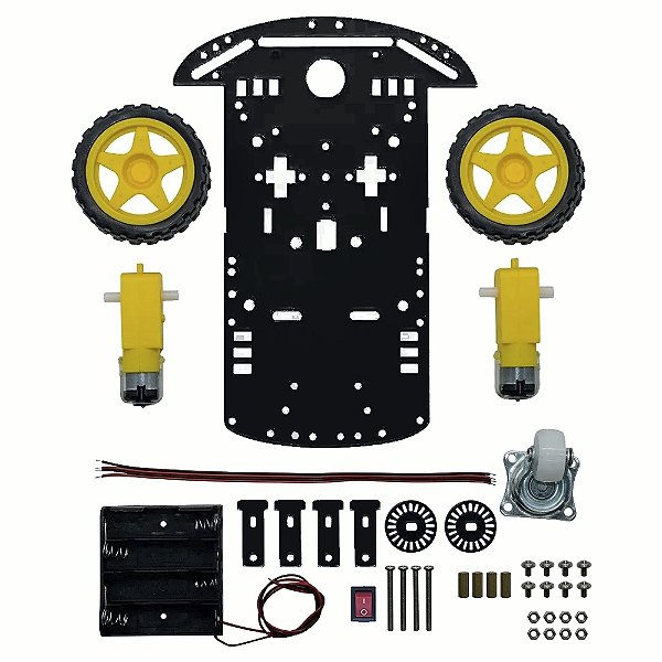 Kit Chassi 2WD (2 rodas) Robô para Arduino - Preto