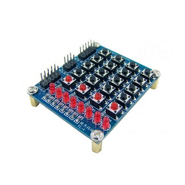 Teclado Matricial 4x4 + 4 + 8 LEDs com Chave Táctil