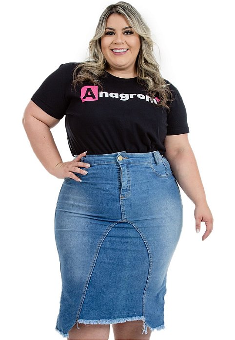 Saia Jeans Plus Size Evangélica Estonada Anagrom Ref.10003 - Anagrom - Loja  de Moda Evangélica a Preço Baixo