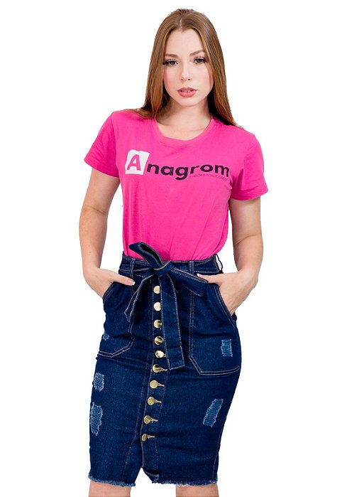 Saia Jeans Botão e Laço Moda evangélica Anagrom Ref.185 - Anagrom - Loja de Moda  Evangélica a Preço Baixo