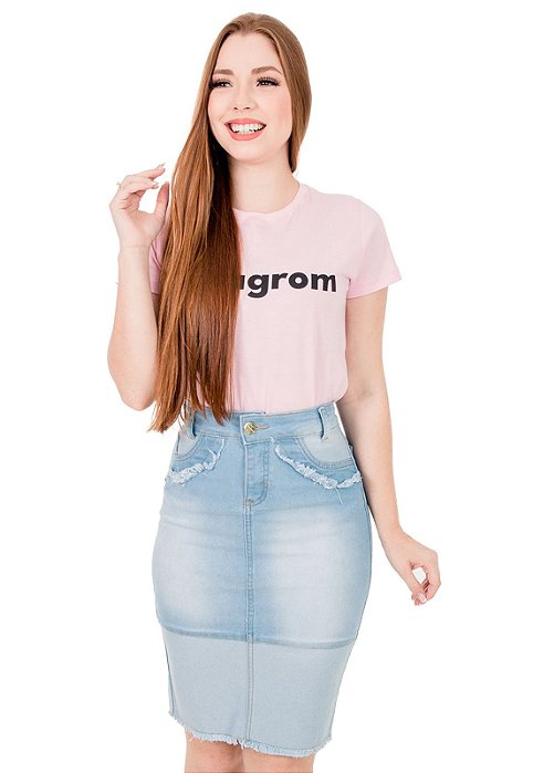 Saia Jeans Delavê Desfiado Moda Evangélica Anagrom Ref.222 - Anagrom - Loja  de Moda Evangélica a Preço Baixo