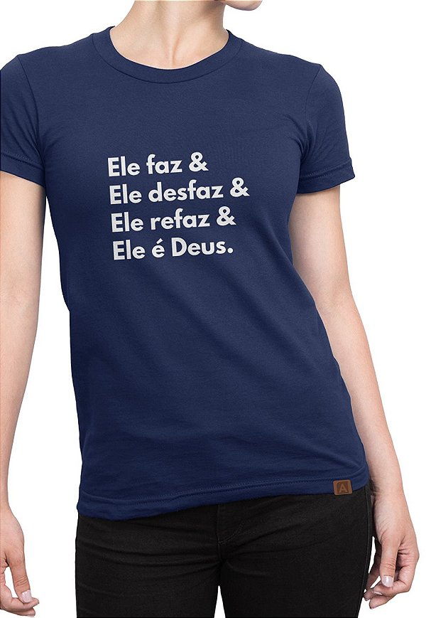 T-shirt Frases Moda Evangélica Anagrom Azul Ref.C009