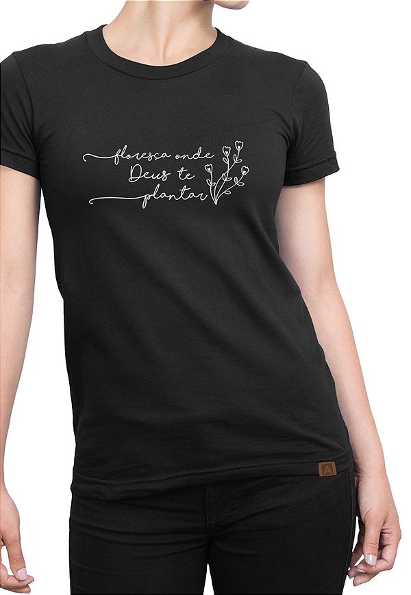 T-shirt Frases Moda Evangélica Anagrom Preta Ref.C012
