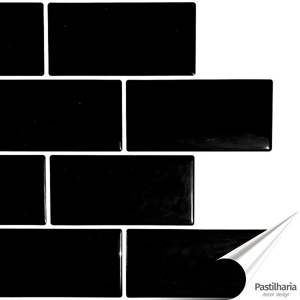Azulejo Metrô Black Resinado