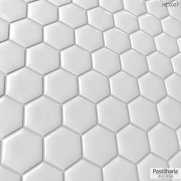 Pastilha Resinada Adesiva Hexagonal Branca