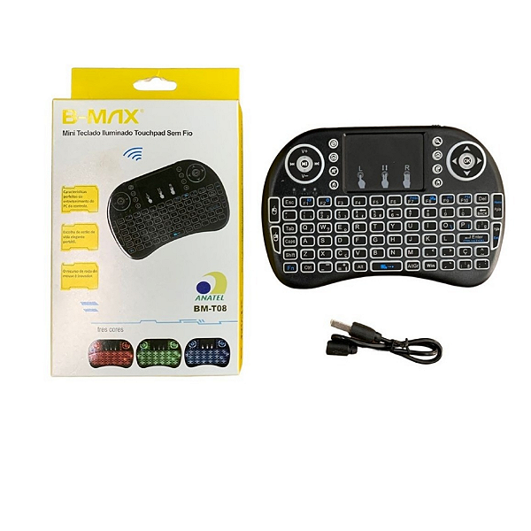 Mini Teclado Iluminado Touchpad Sem Fio B-max