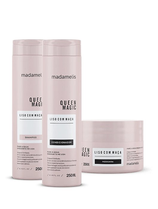 COMBO SHAMPOO 250ml + Máscara 250g e Ganhe Condicionador 250ml LISO COM MAÇÃ