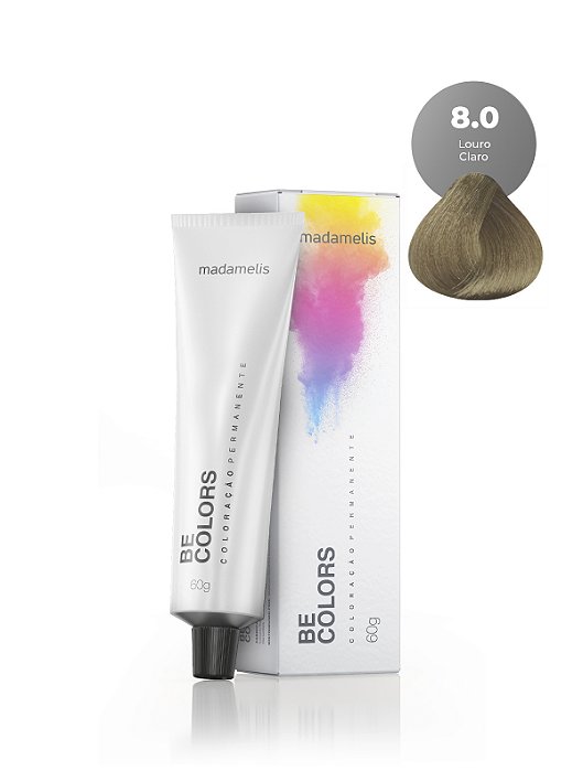 COLORAÇÃO PERMANENTE TINTURA BE COLORS LOURO CLARO 8.0 MADAMELIS 60g
