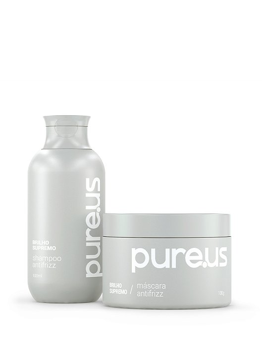 Shampoo e Máscara Anti Frizz Brilho Supremo Pure Us 100ml
