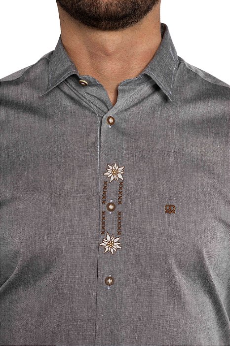 Camisa Cinza Bordada