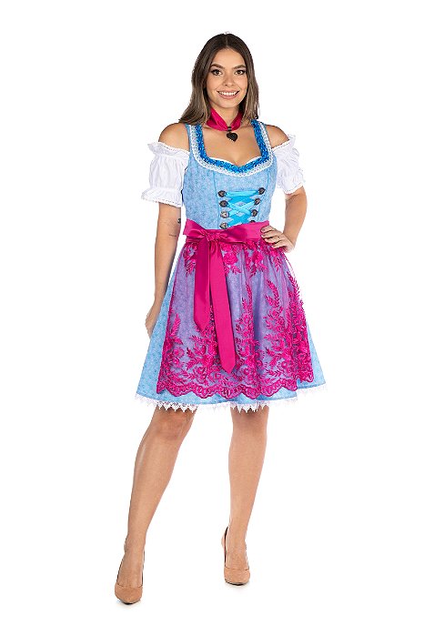 Vestido Azul Turquesa e Pink