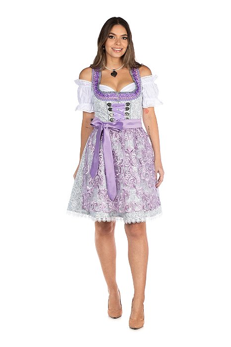 Vestido Cinza e Lilás