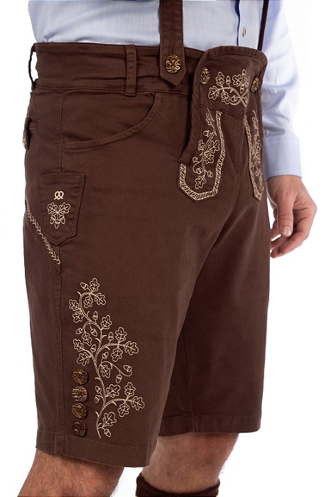 Bermuda Traje Típico Sarja Marrom Escuro