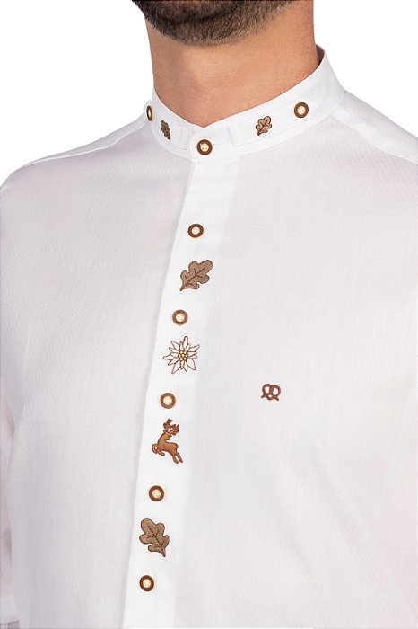 Camisa Gola Padre Branca Bordada