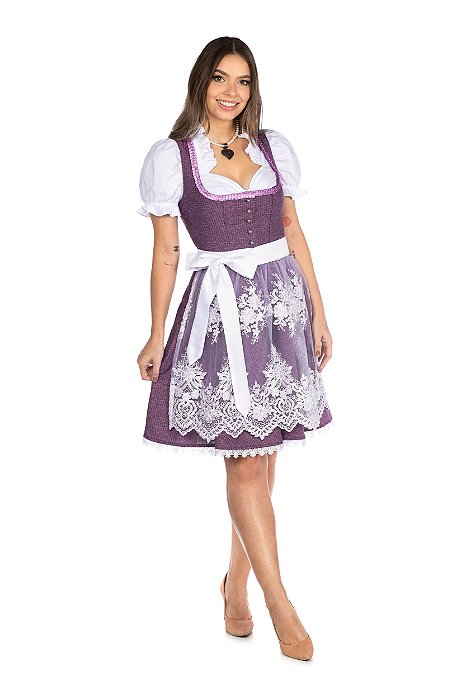 Vestido de Botões Lilás e Branco