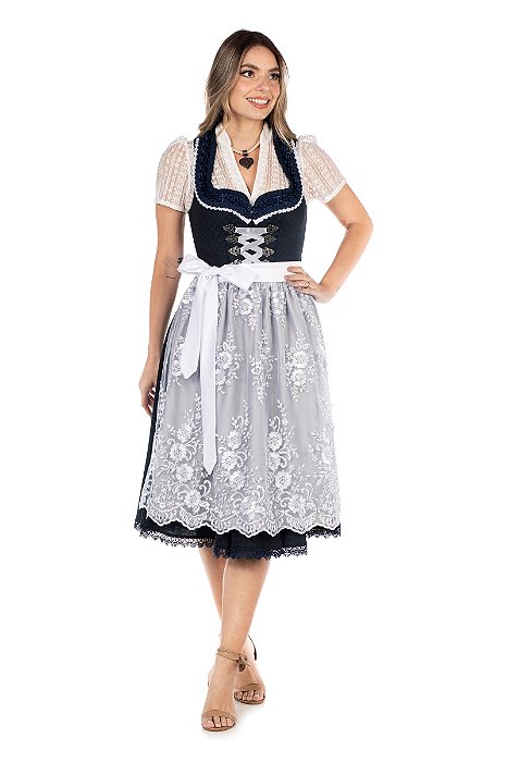 Vestido Midi Marinho e Prata