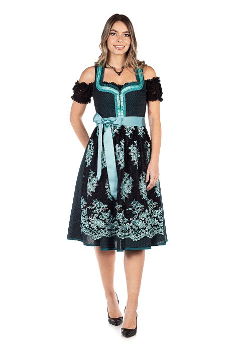 Vestido Midi Verde e Preto