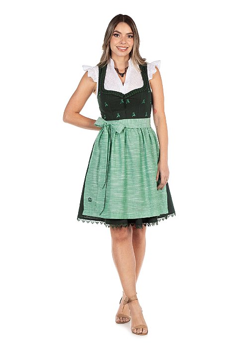 Vestido Verde Escuro Bordado