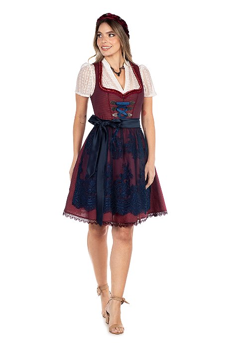 Vestido Vermelho e Azul Marinho